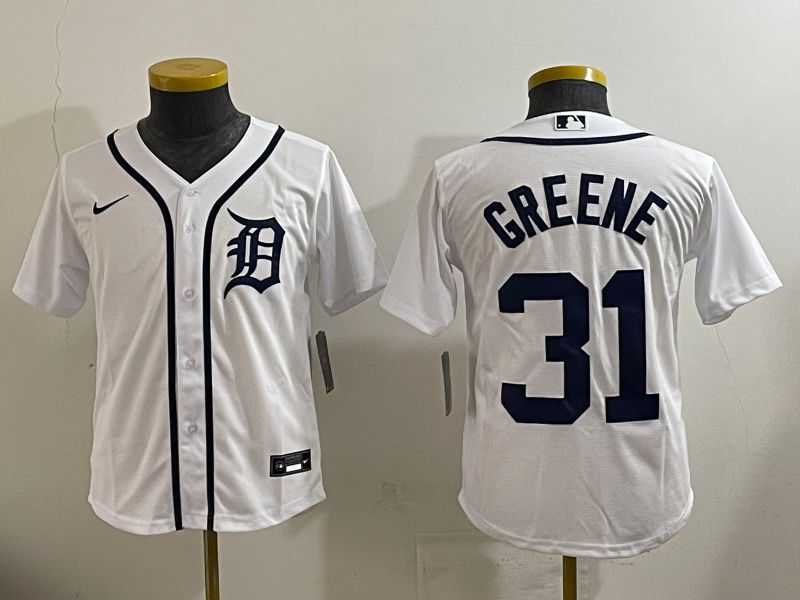 Youth 2025 Detroit Tigers #31 Greene White Game Nike MLB Jersey style 5